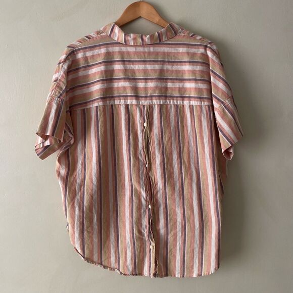Madewell Courier Button-Back Shirt in Rainbow Stripe size M 000105 - Picture 5 of 8